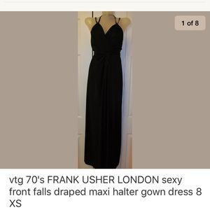 Vintage FRANK USHER maxi evening draped dress XS